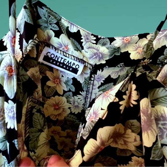 Vintage 90’s Floral Hi-Low Front Button Up Strap Dress - Picture 5 of 5